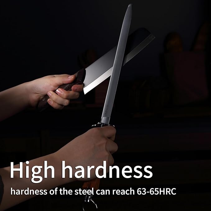Sharpening Steel 12 inch Professional Honing Rod Knife Sharpener, Fine Lines, High hardness, Flat Knife Honing Steel