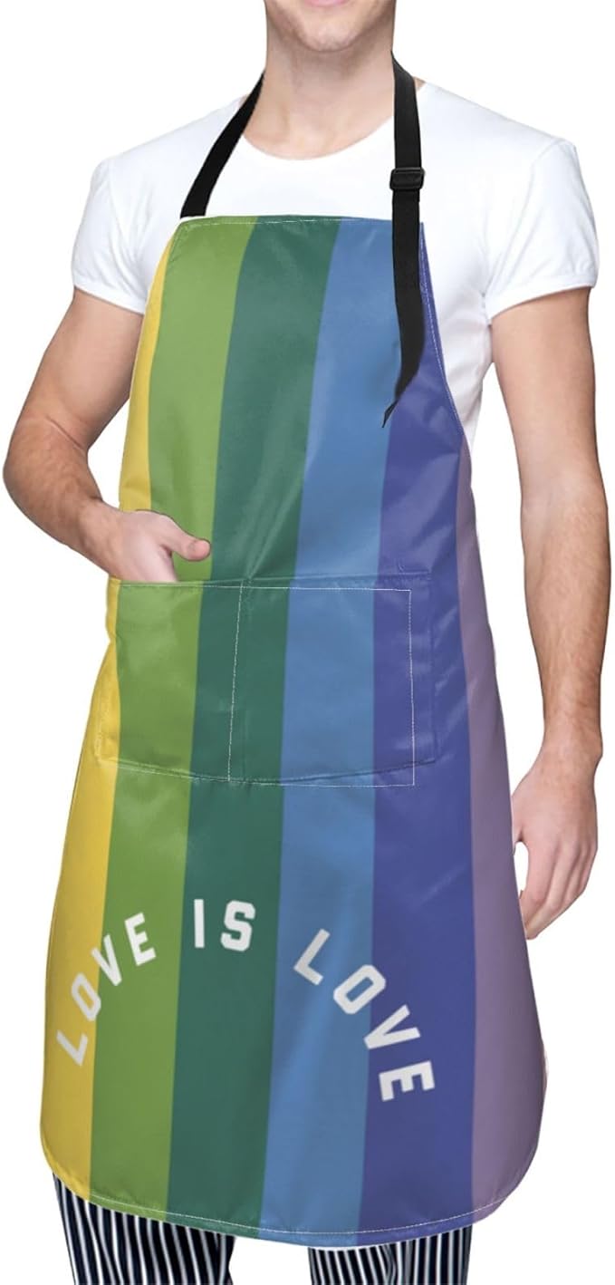 LGBT Aprons Gay Aprons with Pockets and Adjustable Rainbow Apron for Gardening Cooking Kitchen