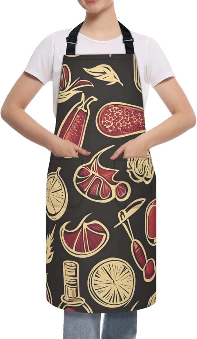 Kitchen Apron with Pockets,Adjustable Aprons for Women Men,Waterproof Chef Aprons for Cooking,BBQ,Gardening