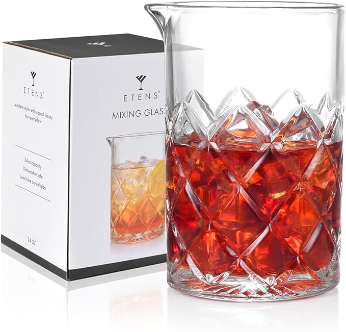 Cocktail Mixing Glass Bartender | 24oz Crystal Bar Stirring Glass | Old Fashioned Cocktail Beaker | Clear Drinks Stirred Pitcher Professional Whiskey Barware Bartending Mixer
