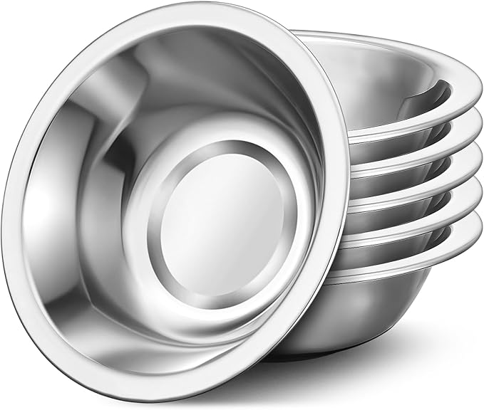 304(18/8) Stainless Steel Mixing Bowls for Kitchen, 6 Pack 8.7" 34.88 fl.oz Metal Mixing Bowls Set Stackable for Baking Serving Cooking Food Prep Storage Dishwasher Safe Heavy Duty