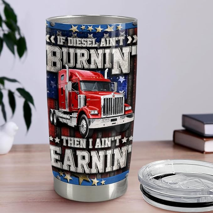 SANDJEST Trucker Tumbler 20oz Stainless Steel Insulated Travel Mug Cup for Men Dad Husband Truck Driver Gifts for Birthday Christmas Fathers Day
