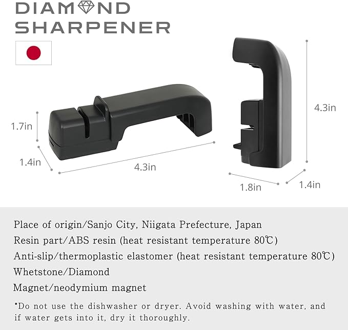 dretec Japanese Knife Sharpener(Ceramic and Diamond), for Kitchen Knives, Made in Niigata, Japan