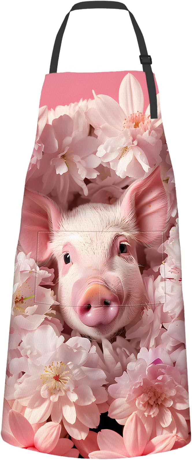 Flower Pig Apron,Oxford Fabric Adjustable Kitchen Apron with 2 Pockets,Waterproof Cooking Aprons for Men Women Mom Wife Dad,Ideal Gifts for Coffee House,Shop,Baking,BBQ,Housewarming,28x33in