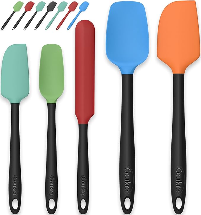 Coukre Silicone Spatula Set of 5,High Temperature Resistant, Food Grade Silicone, Dishwasher Safe, for Baking, Cooking (Colorful)