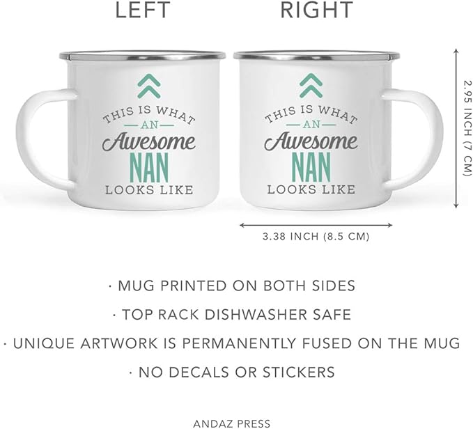 Andaz Press 11oz. Stainless Steel Campfire Coffee Mug, This Is What an Awesome Nan Looks Like, 1-Pack, Birthday Gift for Best Nan, Includes Gift Box From Grandkids