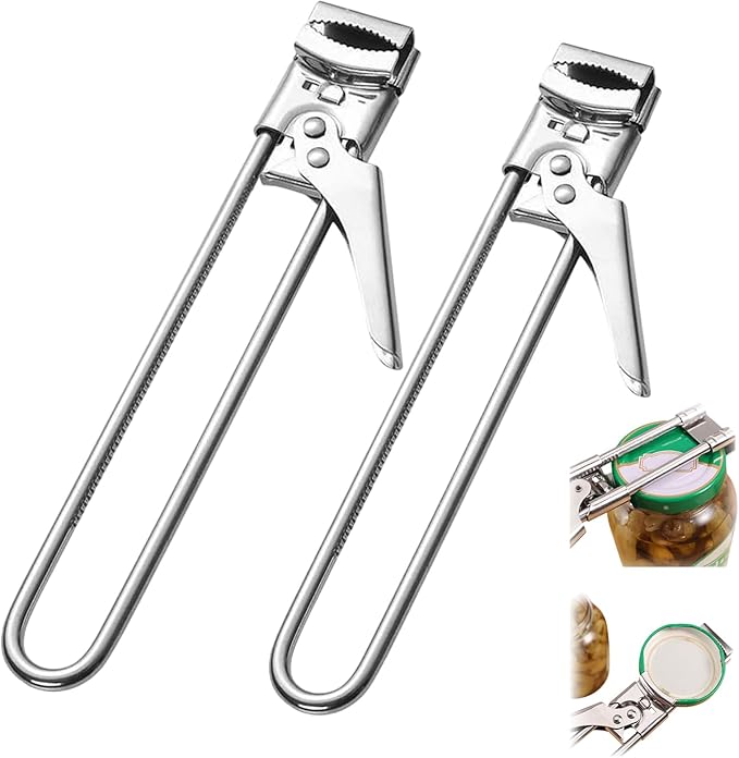 Adjustable Stainless Steel Jar Opener for Weak Hands, Easy Grip Lid Gripper and Bottle Can Opener, Multifunctional Manual Tool for Seniors Kitchen Use (2pcs)