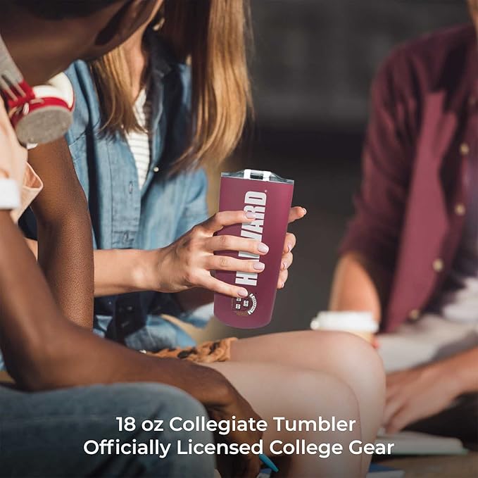 Campus Colors NCAA Stainless Steel Tumbler perfect for Gameday - 18 oz - Double Walled - Keeps Drinks Perfectly Insulated (Harvard Crimson - Crimson)