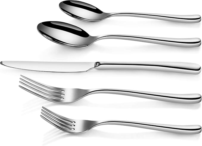 Cangshan 1027013 Rain II Series 20-Piece Stainless Steel 18/10 Forged Flatware Set