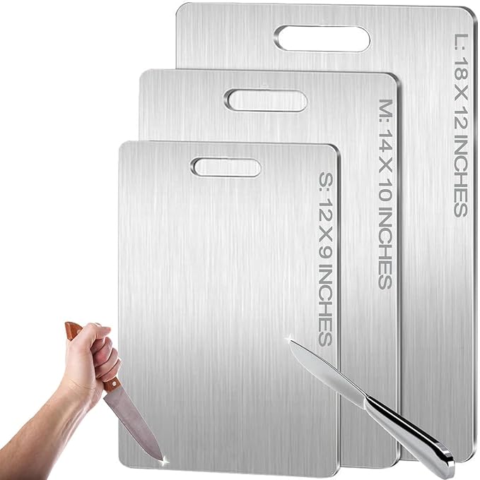 Upgrade Titanium Cutting Board - New Upgrade 100% Pure Titanium Cutting Boards for Kitchen Double Sided Non Toxic Titanware Cutting Board,Hygiene Durable Dishwasher Safe Chopping Board (14"L x 10"W)