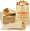 Small Sandwich Bags, oil proof and water proof Paper Snack Bag,Donut Bags To Go, 100 Pcs Small Bakery Paper Bags for Treat, Snack, Cookie Packaging, Brown(12cm*16cm)