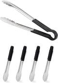 LZMS 4 Packs -12" Black Atmospherei Stainless Steel Grill Tongs,Kitchen Tongs with Non-Slip Grip for Cooking,BBQ,Buffet Dinner
