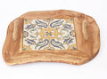 Kamsah Olive Wood Serving Tray with Handles (L:10”, W:10”) Decorative Square Serving Trays for Serving Food, Drinks, Tea, Coffee - Rustic Vintage Wooden Serving Tray for Table & Gifts - Arabesque