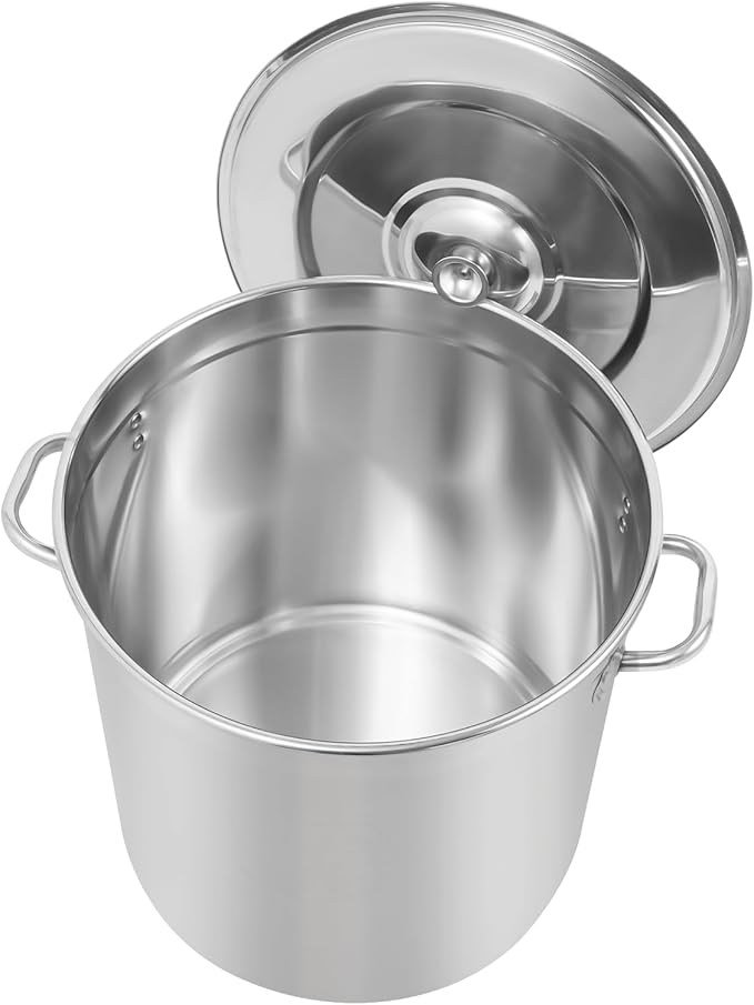 48L/50.7Qt Commercial Large Stock Pot with Lid,Nickel Free Stainless Steel Cookware Healthy Polished Stockpots, Induction Soup Pot for Cooking Home Use