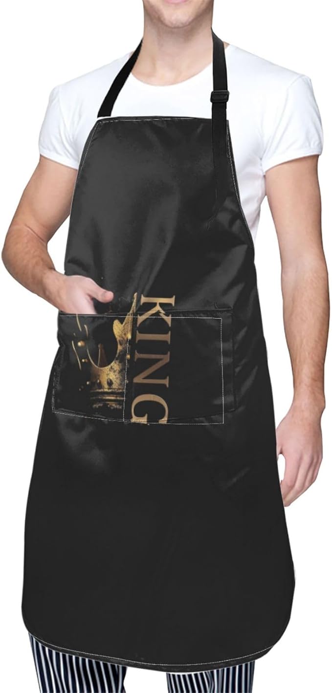 King Aprons Mens Aprons with Pockets and Adjustable Cool Apron for Gardening Cooking Kitchen