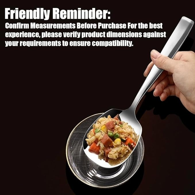 X-Large Buffet Serving Spoons,Heavy Duty Square head 9.5X2.8 inches 316L Stainless Steel Serving Spoons Pack of 2,Silver