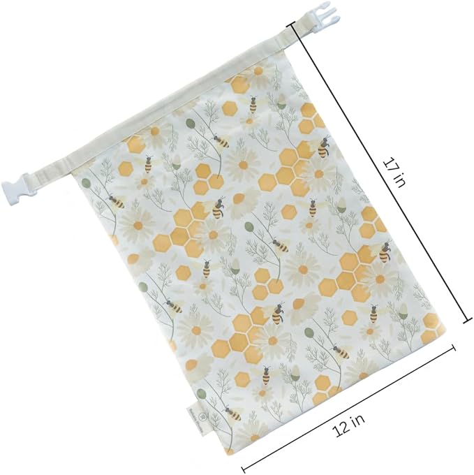 Reusable Beeswax Bread Bag 2 Pack –12x17 Bread Bag for Homemade Sourdough, Beeswax Coated Organic Cotton Storage Bag for Loaf Baguette, Freezer Safe, Eco-Friendly Wrap Honeybee