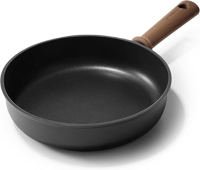 CAROTE Non Stick Frying Pans, 9.5" Nonstick Skillet Titanium Frying Pan Chef's Pan, Titanium Lightweight, Stay-cool Handle, Compatible with All Stoves, Black