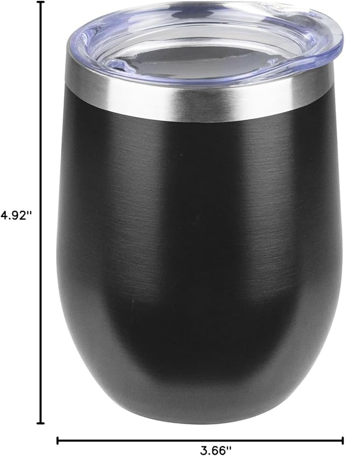 StarSpeed 12oz Wine Tumbler with lid, Stainless Steel Travel Mugs Stemless Double Wall Insulated Coffee Cup, Insulated Wine Glasses Travel Tumbler for Cold & Hot Drinks(Black, 1)