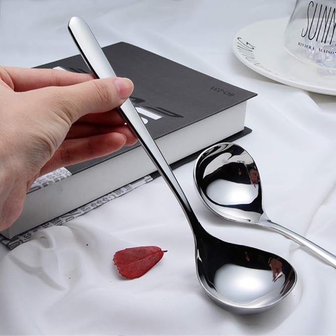 Small Ladles,Sauce,Gravy Soup Spoons Ladles,4 Pack SUS 304 Non-magnetic Stainless Steel 8'' (Color:Silver).