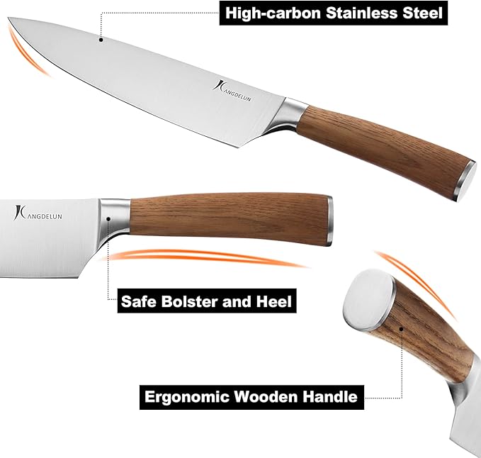 Natura Series 15 PCS Knife Block Set, Ultra Sharp High Carbon Stainless Steel with Wooden Handle