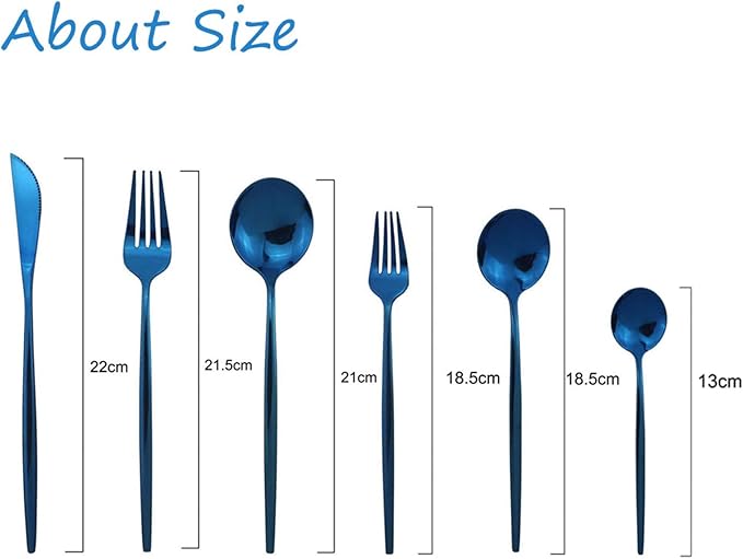 JASHII Silverware Set, Mirror Polished Blue Flatware Cutlery Set Service for 6, Shiny Finish 36 Pieces Stainless Steel Utensils Set Dinner Knife Fork Spoon Dessert Fork Salad Spoon Dishwasher Safe