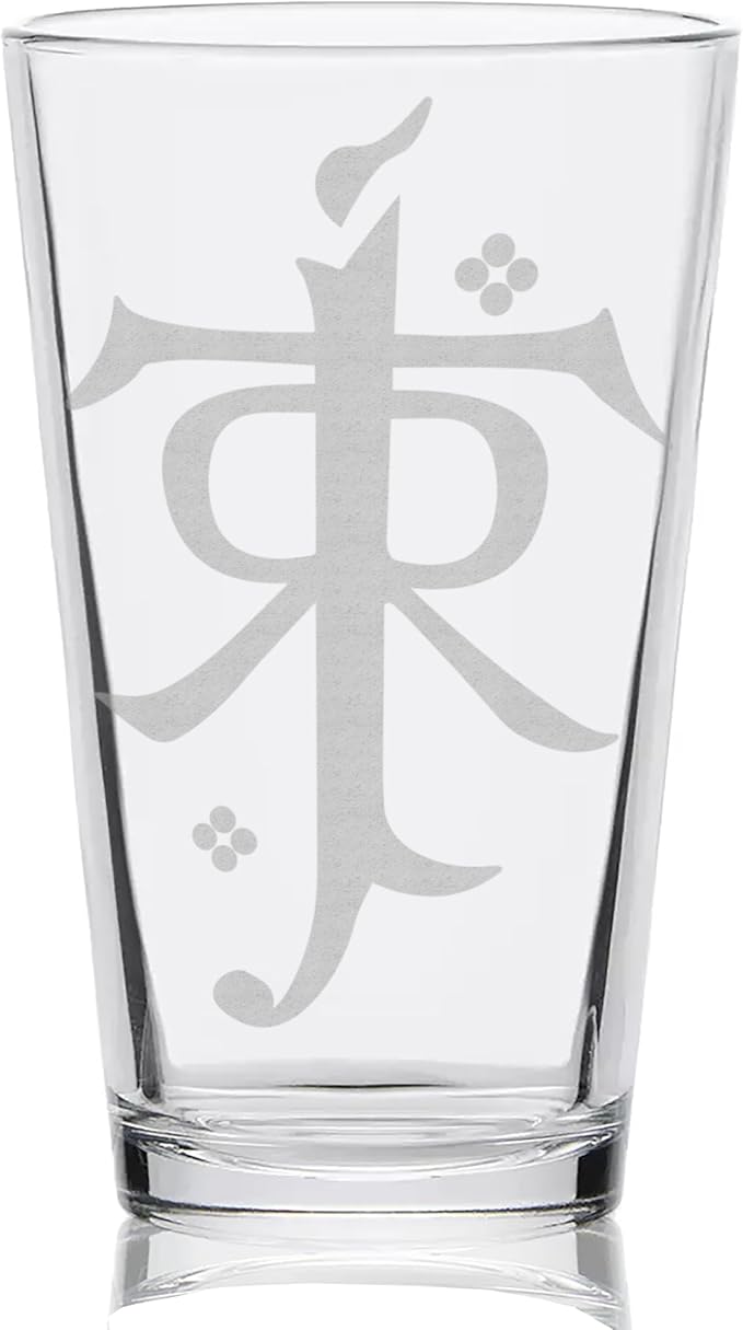 TOLKIEN SIGIL Engraved 16oz Pint Glass | Inspired by Tolkien Power Ring and Middle Earth | Great Christmas Gift Idea | Unique Elvish Fantasy Wizard Fantasy Decor!