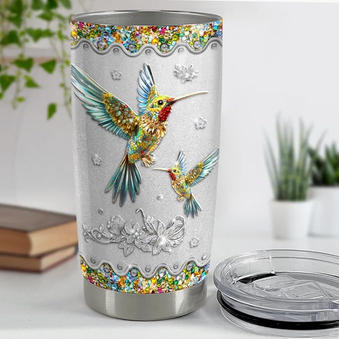 SANDJEST Hummingbird Gifts for Women Hummingbirds Tumbler 20oz Jewelry Drawings Stainless Steel Insulated Tumblers Coffee Travel Mug Cup Gift for Birthday Christmas