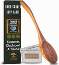 Olive Wood Soup Ladle - Large Handmade 13" Wooden Ladle for Soup, Artisan Ladles, Great Gift, Wood Ladle, Fair-Trade - LESVOS WOODCRAFT