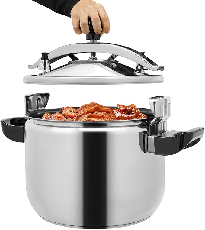 26L Stainless Steel Pressure Cooker, 27.5QT Induction Compatible Pressure Cooker, 60KP High Pressure Stewing Pot, Compatible with Gas & Induction Cooker