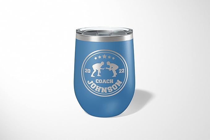 Wrestling Coach gifts, Tumbler, Coach tumbler, Wrestling gifts, Coach Beer glass, Coach gift, Wrestling Coach, Coach gifts, Wrestling Coach (Wrestling Circle, Royal Blue, 12oz Wine Tumbler)