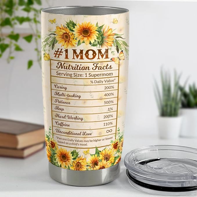 SANDJEST Mom Tumbler 20oz Best Mom Ever Gift Stainless Steel Insulated Tumblers Coffee Travel Mug Mother Cup Gift for Birthday Christmas