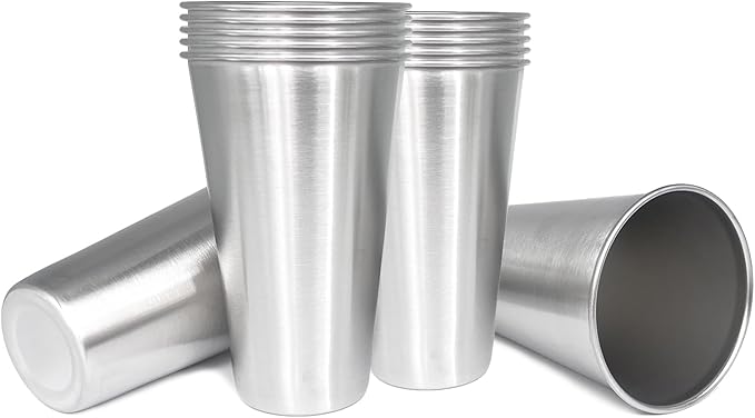 24OZ 12pack Stainless Steel Pint Cups Shatterproof Cup Unbreakable Tumblers -Metal Cups - Stackable Durable cup，Chilling Beer Glasses, for Travel, Outdoor, Camping, Everyday，Restaurant