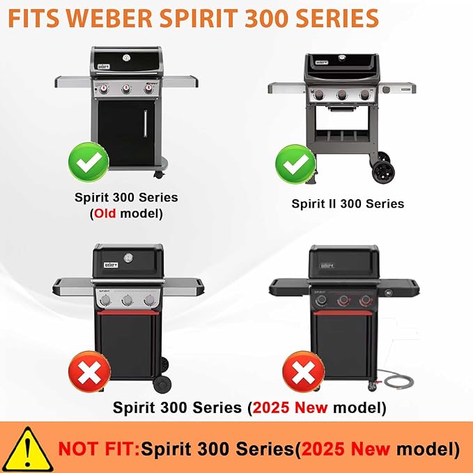 6787 Full Size Griddle with Handles for Weber Spirit I & II 300 Series, Flat Top Grill Insert Replacement for Weber GS4 Spirit 2 Grill Parts E310 E320 S310 S320, Non-stick Carbon Steel, Black