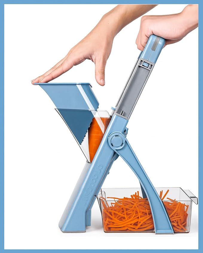 tainless Steel Mandoline Slicer for Vegetables – Adjustable Thickness, Non-Slip Base, Hand-Guard, Food Cutter with Container