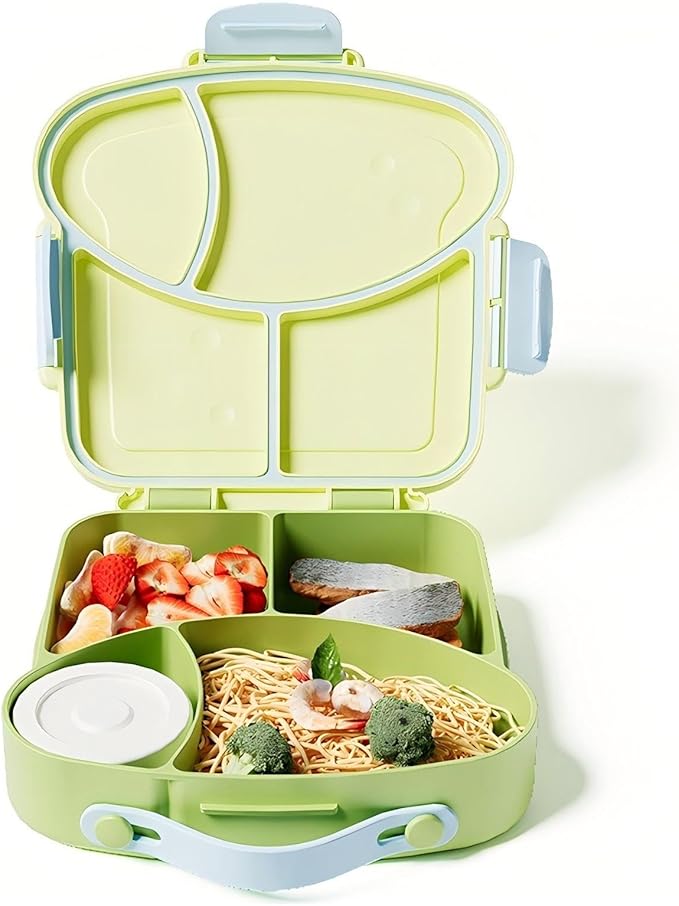 Lunch boxes for kids， Leakproof Bento box with Compartments - BPA-Free & Chemical Dye-Free, Suitable for children of all ages, Perfect for School Lunches, Picnics & Short Trips . (Lime Yellow)