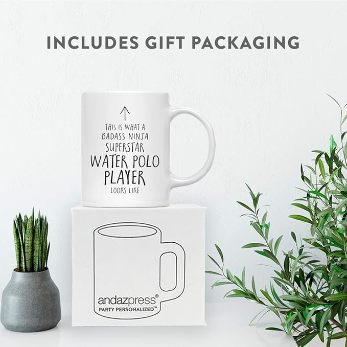 Andaz Press Funny 11oz. Ceramic Coffee Tea Mug Gift, This is What a Badass Ninja Superstar Water Polo Player Looks Like, 1-Pack, Birthday Christmas Gift Ideas Coworker