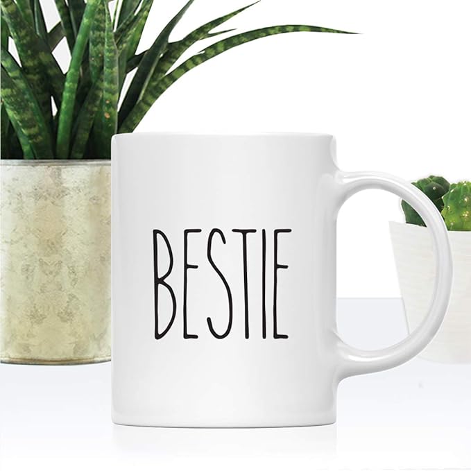 Andaz Press Simple Rustic Farmhouse Kitchen Decor 11oz. Ceramic Coffee Tea Mug Gift, Bestie, 1-Pack, Birthday Christmas Gift Ideas for Family, Friends