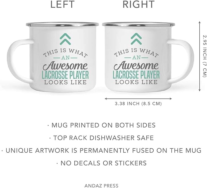 Andaz Press 11oz. Stainless Steel Campfire Coffee Mug, Awesome Lacrosse Player Mug, 1-Pack, Birthday Gift Idea, Includes Gift Box