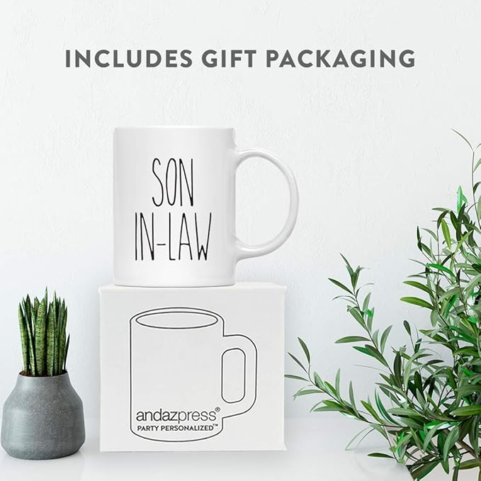 Andaz Press Simple Rustic Farmhouse Kitchen Decor 11oz. Ceramic Coffee Tea Mug Gift, Son-in-Law, 1-Pack, Birthday Christmas Gift Ideas for Family, Friends