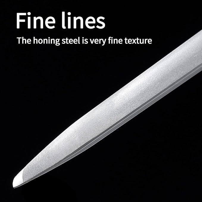 Honing Steel 12 inch Sharpening Steel, Professional Knife Sharpener, High Carbon, Fine Lines, High hardness, Flat Knife Honing Rod