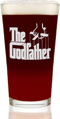 The Godfather Etched Pint Beer Glass - Officially Licensed, Premium Quality, Handcrafted Glassware, 16oz. - Perfect Collectible Gift for Movie Lovers, Birthdays & Special Occasions