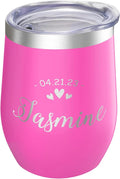 Gifts Inscribed Personalized Wine Tumbler with Lid – Pink Custom Engraved Stainless Steel Insulated Mug for Hot & Cold Drinks – Customized Bridesmaid, Wedding, or Birthday Gift