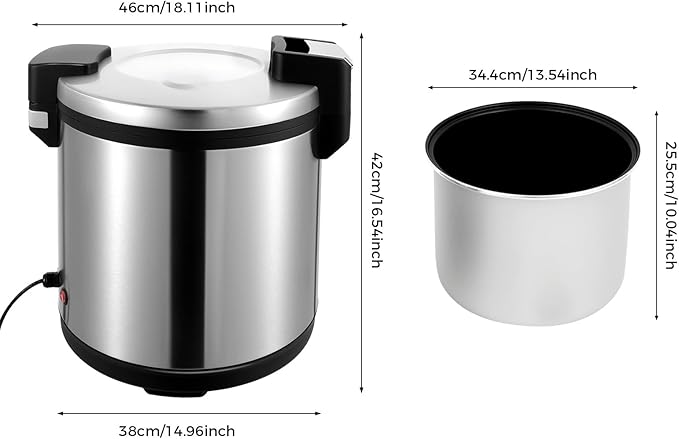 24.3qt/23L Commercial Rice Warmer, 110W Electric Adjustable Temperature Soup Warmers Non-Stick Pot Sushi Rice Warmer for Restaurant Party Family, Warm Function Only, NOT Cooker