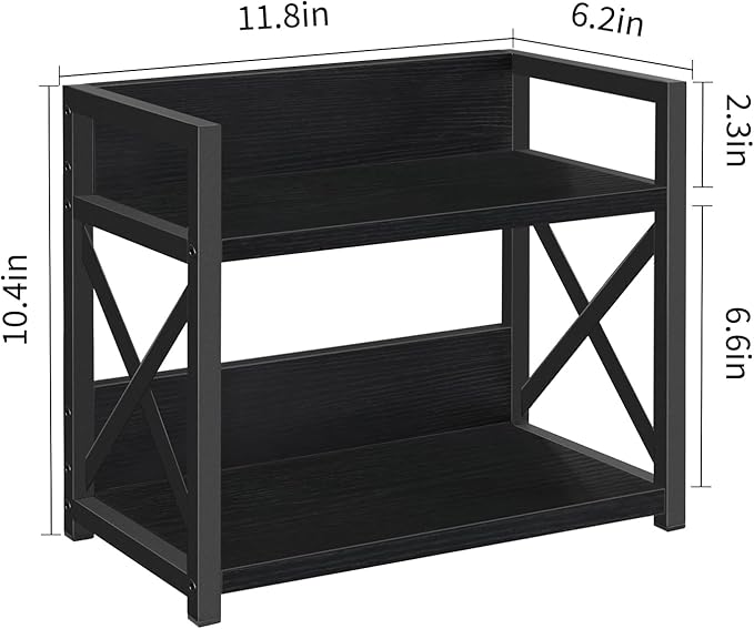 YINMIT Countertop Shelf Organizer,Coffee Bar Accessories,Spice Rack,Coffee Counter Shelf,2 Tier Coffee Organizer Station for Mugs,Cups,Cream,Syrup (Black, Small)