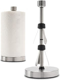 Dear Household Stainless Steel Paper Towel Holder Easy One-Handed Operation - This Sturdy Weighted Paper Towel Dispenser Countertop Model Has Suction Cups and Holds All Paper Towel Rolls - Silver
