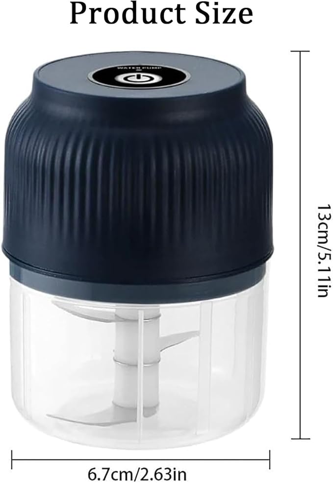 2026 New Electric Garlic Chopper, Mini Portable Veggie Chopper with 304 Stainless Steel Blades, 300ML Rechargeable Food Processor Cordless, for Mashing Onion Garlic Chili Ginger Fruits (2*Blue)