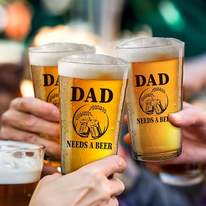 Father's Day Halloween Christmas Birthday Gifts for Dad Your Dad Beer Lovers Present for Father Vintage Beer Drinking Glass This Stemless Wine Glass Is A Great Gift for Dads