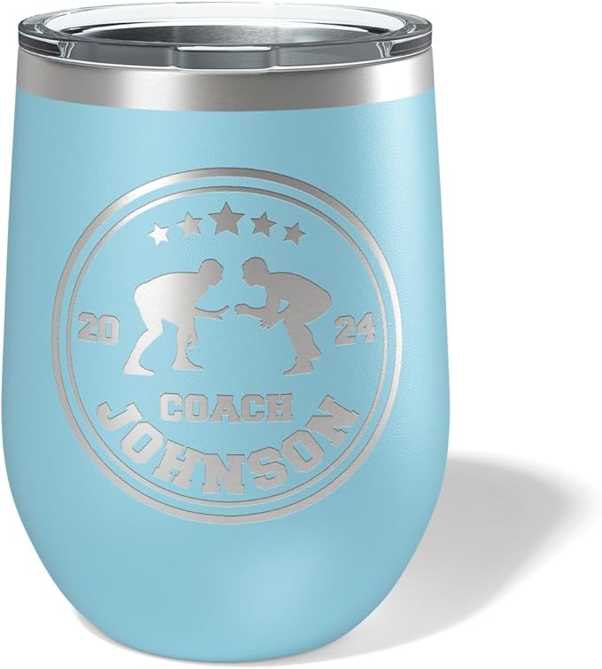 Wrestling Coach gifts, Tumbler, Coach tumbler, Wrestling gifts, Coach Beer glass, Coach gift, Wrestling Coach, Coach gifts, Wrestling Coach (Wrestling Circle, Sky Blue, 12oz Wine Tumbler)