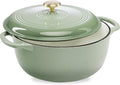 Best Choice Products 7.5 Quart Enamel Cast-Iron Round Dutch Oven, Family Style Heavy-Duty Pre-Seasoned Cookware for Home, Kitchen, Dining Room, Oven Safe w/Lid, Dual Handles - Sage Green